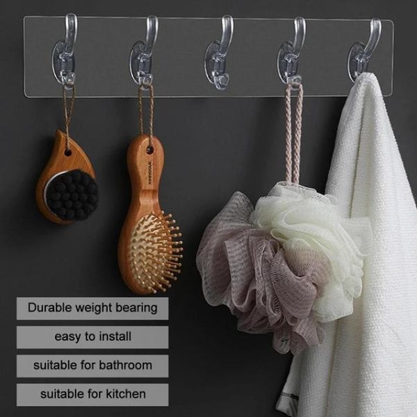 hooks & rails 3/5/6 transparent wall self adhesive door hangers hat clothes holder kitchen bathroom storage rack
hooks & rails 3/5/6 transparent wall self adhesive door hangers hat clothes holder kitchen bathroom storage rack