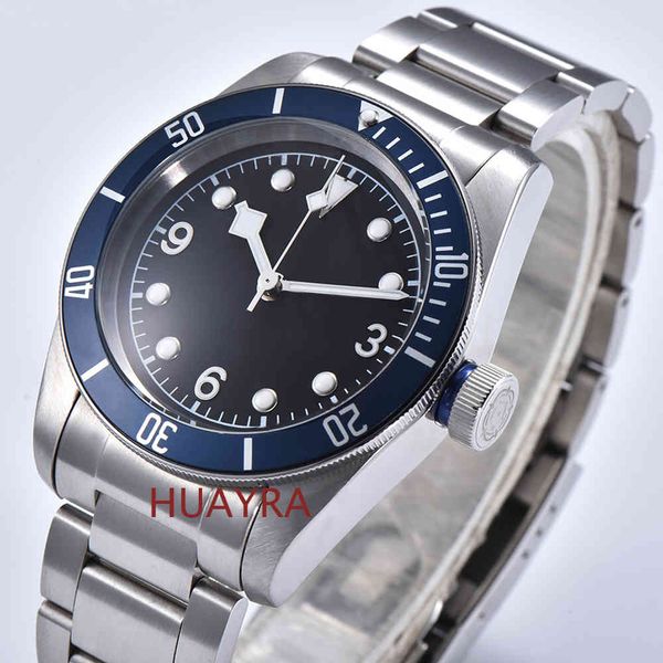 41 mm rvs case automatic men mechanical watch blue aluminium rotating axle light-emitting finger black sterile dial, Slivery;brown
41 mm rvs case automatic men mechanical watch blue aluminium rotating axle light-emitting finger black sterile dial, Slivery;brown