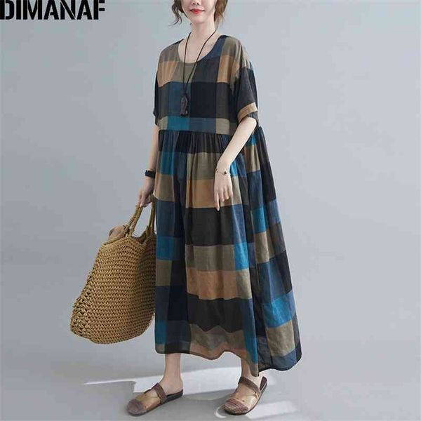 plus size summer dress women vestidos sundress vintage plaid print long oversize cotton loose casual clothing 210531, Black;gray
plus size summer dress women vestidos sundress vintage plaid print long oversize cotton loose casual clothing 210531, Black;gray