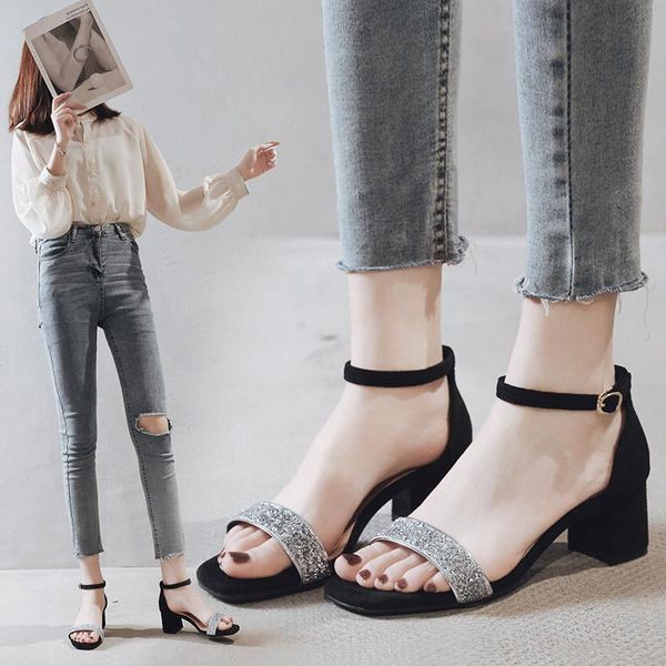 dress shoes shine crystal flock open toe roman sandals women ankle buckle cover heels sandalias classic silver square high sandal, Black
dress shoes shine crystal flock open toe roman sandals women ankle buckle cover heels sandalias classic silver square high sandal, Black