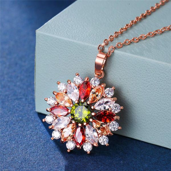 pendant necklaces luxury female crystal rainbow stone necklace rose gold flower pendants vintage chain for women, Silver
pendant necklaces luxury female crystal rainbow stone necklace rose gold flower pendants vintage chain for women, Silver