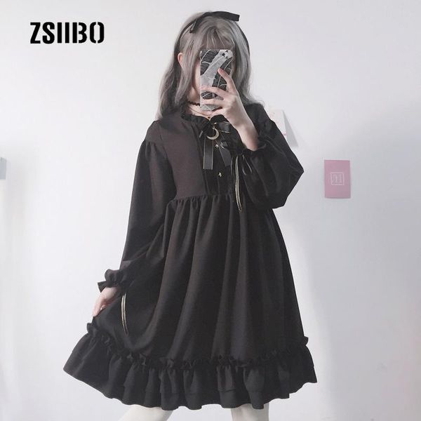 casual dresses spring harajuku japanese bow sweet cute chiffon long sleeve dress female fashion solid color princess, Black;gray
casual dresses spring harajuku japanese bow sweet cute chiffon long sleeve dress female fashion solid color princess, Black;gray