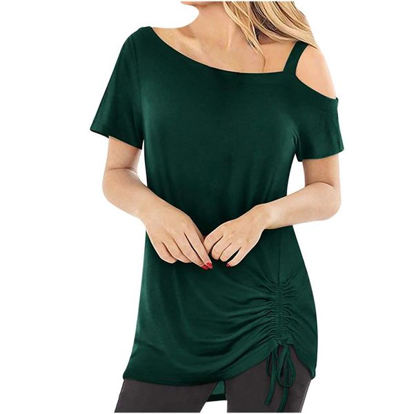 women's t-shirt fashion short-sleeved bandage solid color three-way loose strapless summer, White
women's t-shirt fashion short-sleeved bandage solid color three-way loose strapless summer, White