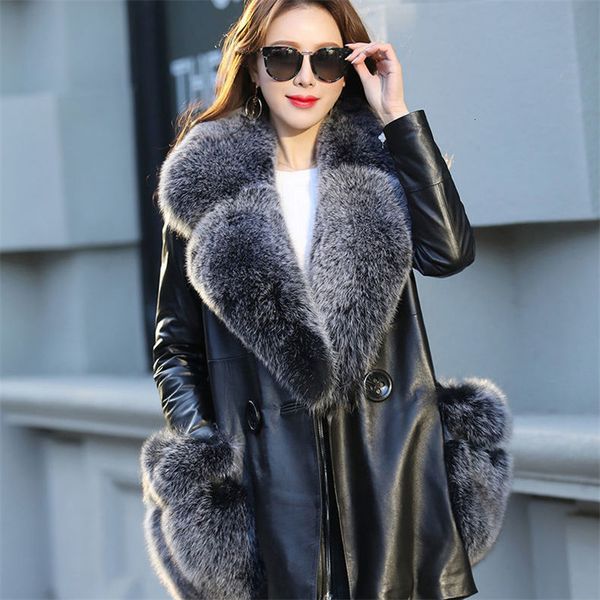 2021 new women winter female pu jackets large faux fox fur overcoat solf leather coat plus size s-7xl y677 0hpw, Black
2021 new women winter female pu jackets large faux fox fur overcoat solf leather coat plus size s-7xl y677 0hpw, Black