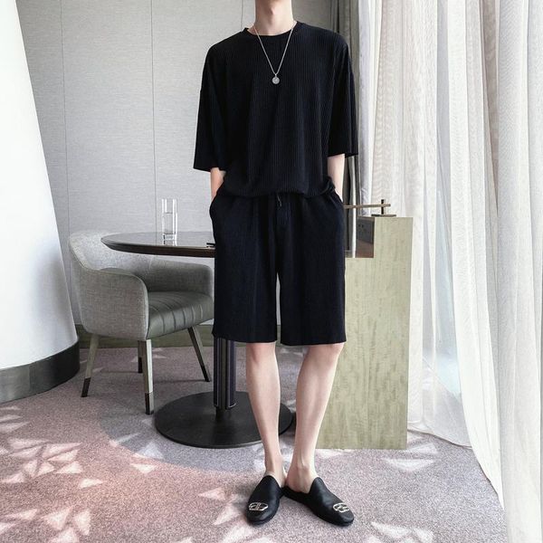 men's tracksuits summer thin lazy style solid casual two piece net red light ripe wind loose short sleeve shorts fold suit, Gray
men's tracksuits summer thin lazy style solid casual two piece net red light ripe wind loose short sleeve shorts fold suit, Gray