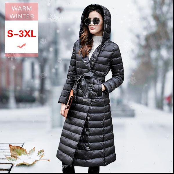 new winter women fashion long white duck down jacket female slim portable lightweight coat ultra light jacket with hooded, Black
new winter women fashion long white duck down jacket female slim portable lightweight coat ultra light jacket with hooded, Black