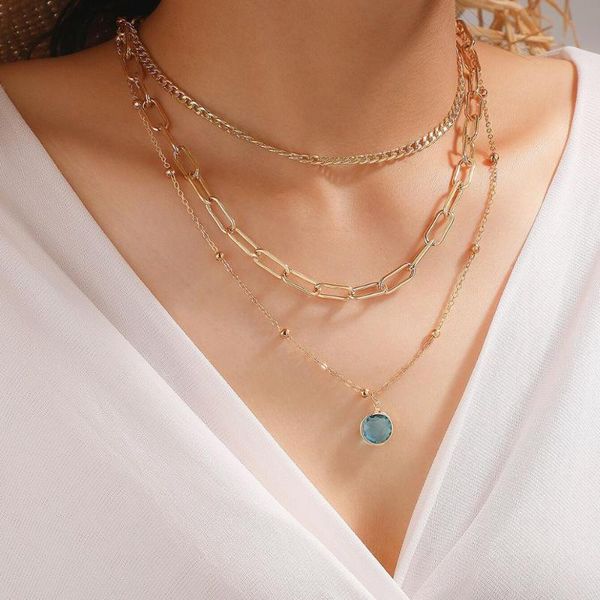 gothic blue rhinestone pendant necklace for women multilayer metal alloy snake chain necklaces trendy party jewelry 10202, Silver
gothic blue rhinestone pendant necklace for women multilayer metal alloy snake chain necklaces trendy party jewelry 10202, Silver
