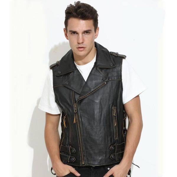 men's vests 2021 vintage black men slim fit biker's leather vest plus size 3xl genuine cowhide autumn american motorcycle, Black;white
men's vests 2021 vintage black men slim fit biker's leather vest plus size 3xl genuine cowhide autumn american motorcycle, Black;white