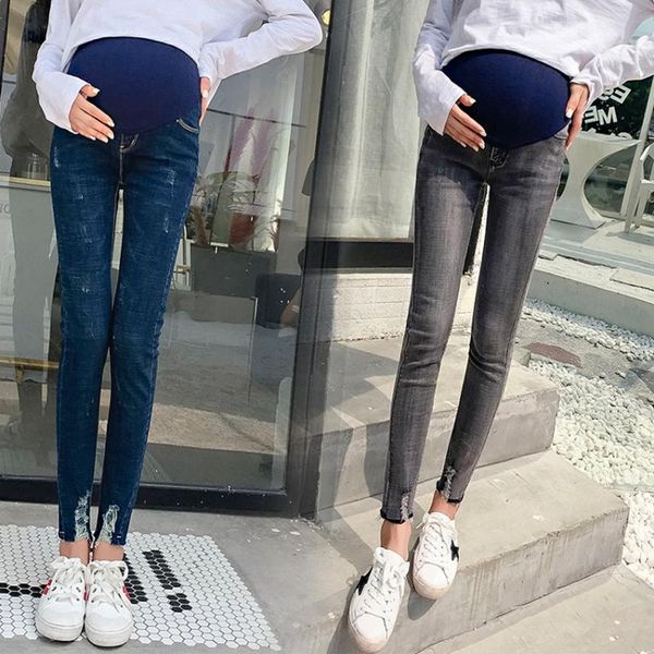 maternity bottoms pregnant women's pants spring models elastic stomach lift trousers tattered feet slim slimming pencil, White
maternity bottoms pregnant women's pants spring models elastic stomach lift trousers tattered feet slim slimming pencil, White