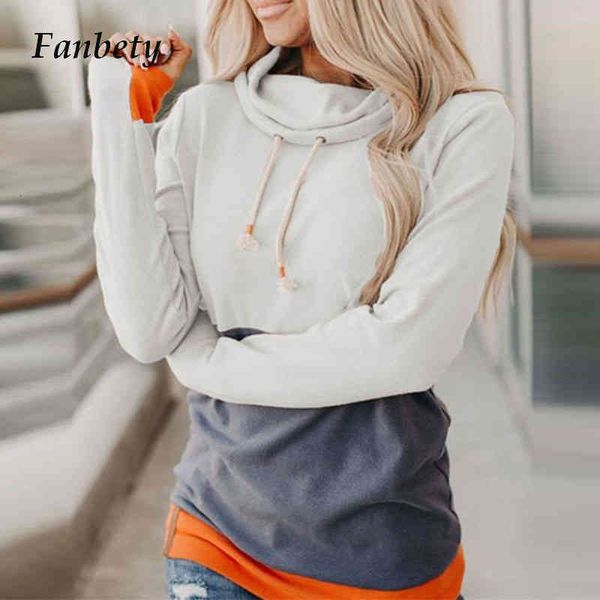 women's knits & tees women elegant patchwork drawstring hooded sweatshirt autumn casual long sleeve pullovers harajuku female, White
women's knits & tees women elegant patchwork drawstring hooded sweatshirt autumn casual long sleeve pullovers harajuku female, White