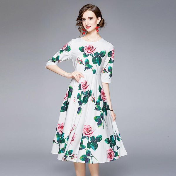 party dresses fashion elegant floral print runway summer dress women white half sleeve sicilian roses pleated midi long vestidos female, White;black
party dresses fashion elegant floral print runway summer dress women white half sleeve sicilian roses pleated midi long vestidos female, White;black