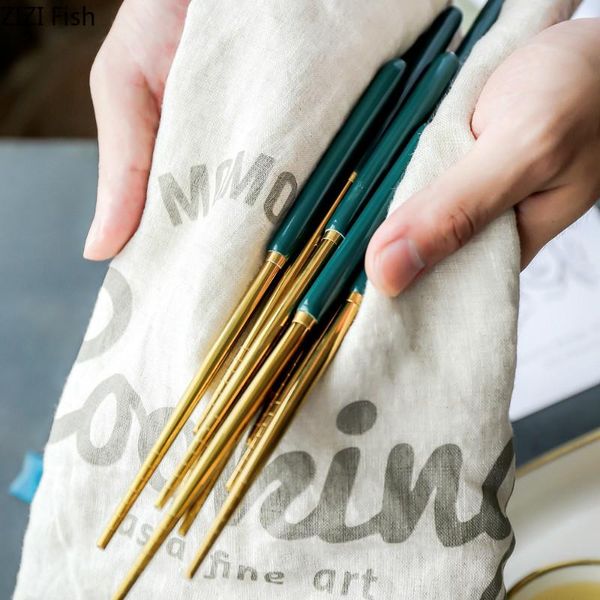 5 pairs light luxury style 304 stainless steel chopsticks green golden portable chopsticks household tableware
5 pairs light luxury style 304 stainless steel chopsticks green golden portable chopsticks household tableware