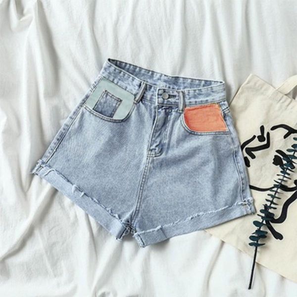 women's shorts women summer high waist denim color block patchwork rolled hem wide leg mini jeans casual loose trousers, White;black
women's shorts women summer high waist denim color block patchwork rolled hem wide leg mini jeans casual loose trousers, White;black