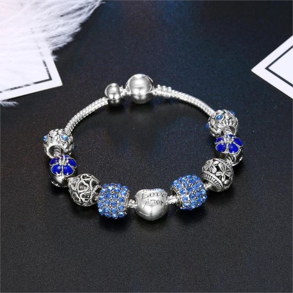 charm bracelets silver plated bracelet and bangle with love flower beads women's wedding jewelry 4 colors 19cm, Golden;silver
charm bracelets silver plated bracelet and bangle with love flower beads women's wedding jewelry 4 colors 19cm, Golden;silver