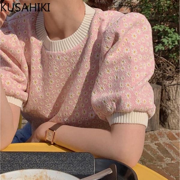 women's t-shirt kusahiki knitted floral graphic t shirts puff sleeve o-neck woman tee 2021 spring summer korean elegant tshirt 6h243, White
women's t-shirt kusahiki knitted floral graphic t shirts puff sleeve o-neck woman tee 2021 spring summer korean elegant tshirt 6h243, White