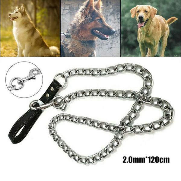 dog collars & leashes heavy duty metal chain lead with leather handle long strong control leash outdoor pet traction rope anti bite
dog collars & leashes heavy duty metal chain lead with leather handle long strong control leash outdoor pet traction rope anti bite