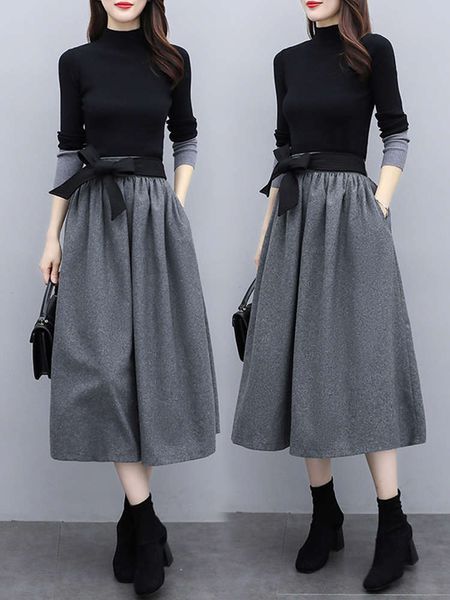 autumn 2021 new hepburn french temperament slim waist long sleeve knitted a-line dress, Black;gray
autumn 2021 new hepburn french temperament slim waist long sleeve knitted a-line dress, Black;gray