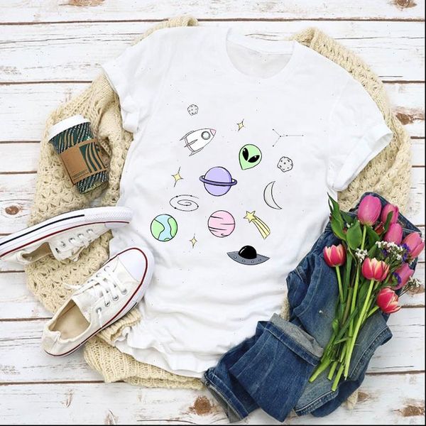 women graphic cartoon ufo star moon watercolor summer t shirt lady clothes womens clothing tee female t shirt, White
women graphic cartoon ufo star moon watercolor summer t shirt lady clothes womens clothing tee female t shirt, White