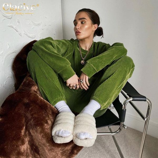 women's two piece pants clacive sportwear green casual women sets fashion long sleeve matching high wasit set oversize trouser suit, White
women's two piece pants clacive sportwear green casual women sets fashion long sleeve matching high wasit set oversize trouser suit, White