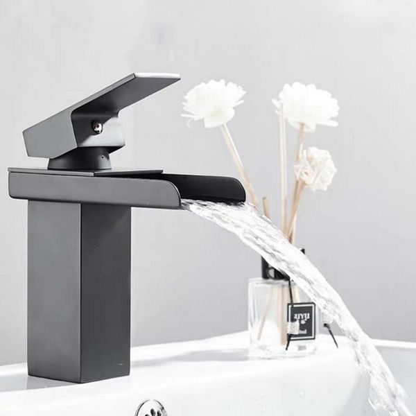 304 stainless steel black waterfall faucet art basin and cold water opening faucet above counter basin art 
304 stainless steel black waterfall faucet art basin and cold water opening faucet above counter basin art