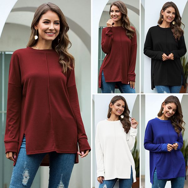 fashion leisure home furnishing pure color round neck long sleeve loose breathable skinfriendly split tshirt summer new products womens clot, White
fashion leisure home furnishing pure color round neck long sleeve loose breathable skinfriendly split tshirt summer new products womens clot, White
