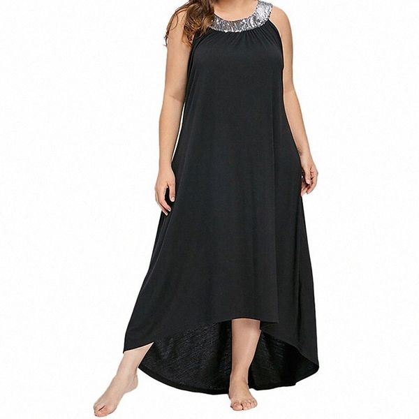 women's plus size party dress solid color round neck sequins sleeveless spring summer prom dress maxi long dress party vacation s036#, Black
women's plus size party dress solid color round neck sequins sleeveless spring summer prom dress maxi long dress party vacation s036#, Black