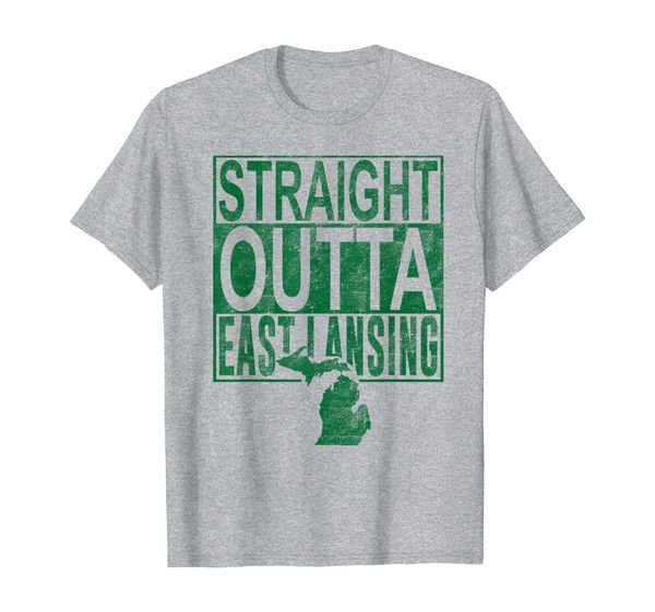 straight outta east lansing distressed shirt, White;black
straight outta east lansing distressed shirt, White;black
