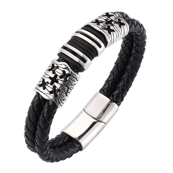 charm bracelets trendy bracelet male jewelry black braided leather punk men bangles stainless steel magnetic clasp wristband sp0060, Golden;silver
charm bracelets trendy bracelet male jewelry black braided leather punk men bangles stainless steel magnetic clasp wristband sp0060, Golden;silver