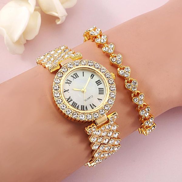 wristwatches luxury women gold watch fashion ladies quartz diamond wristwatch elegant female bracelet watches 2pcs set, Slivery;brown
wristwatches luxury women gold watch fashion ladies quartz diamond wristwatch elegant female bracelet watches 2pcs set, Slivery;brown