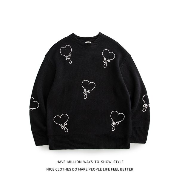women's sweaters men's and women's heart-shaped embroidered loose sweaters, lovers' clothes, casual vintage autumn, White;black
women's sweaters men's and women's heart-shaped embroidered loose sweaters, lovers' clothes, casual vintage autumn, White;black