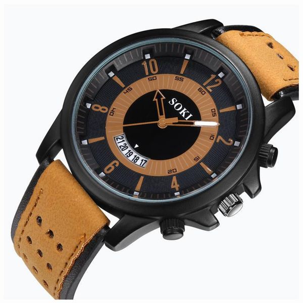 wristwatches fashion man quartz watches student leather strap calendar date sports wristwatch men military clock hours easy to read relojes, Slivery;brown
wristwatches fashion man quartz watches student leather strap calendar date sports wristwatch men military clock hours easy to read relojes, Slivery;brown