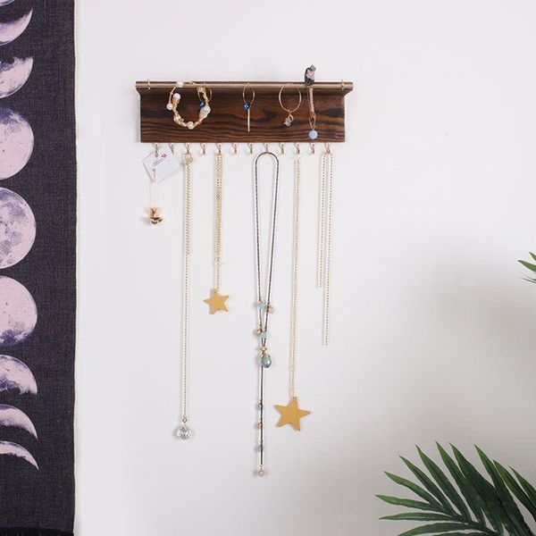 hooks & rails wooden wall mounted jewelry display organizer hook holder for necklace earrings
hooks & rails wooden wall mounted jewelry display organizer hook holder for necklace earrings