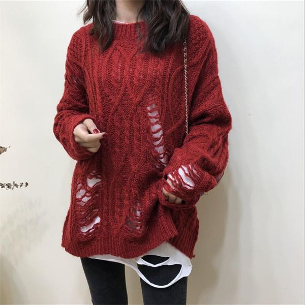 sweater knit 2021 korean version hollowed out lazy wind round neck loose pullover net red twist hole women, White;black
sweater knit 2021 korean version hollowed out lazy wind round neck loose pullover net red twist hole women, White;black