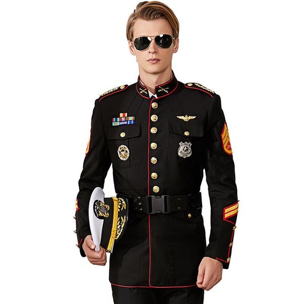 men's suits & blazers captain uniform set ship sailor stage performance pilot costume spring autumn men slim business evening dress, White;black
men's suits & blazers captain uniform set ship sailor stage performance pilot costume spring autumn men slim business evening dress, White;black
