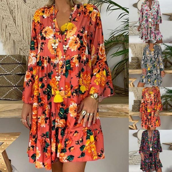 casual dresses summer fashion flower print long sleeve dress women floral for vacation, Black;gray
casual dresses summer fashion flower print long sleeve dress women floral for vacation, Black;gray