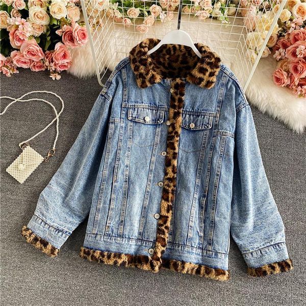 women's jackets denim jacket for two sides winter clothes fleece thickened korean style loose bf all-matching leopard print, Black;brown
women's jackets denim jacket for two sides winter clothes fleece thickened korean style loose bf all-matching leopard print, Black;brown