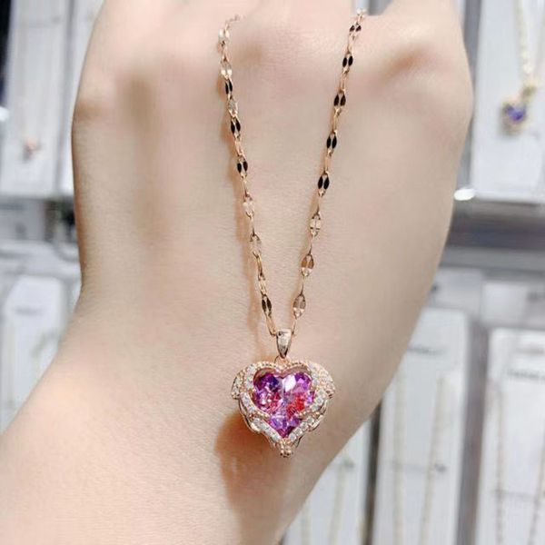 love of ocean heart gold clavicle chain female color crystal pendant student princess accessories to prevent fading, Silver
love of ocean heart gold clavicle chain female color crystal pendant student princess accessories to prevent fading, Silver