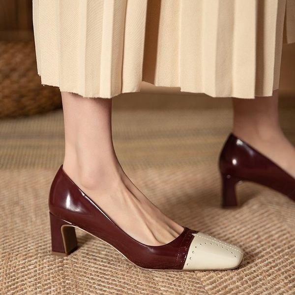 women pumps natural leather shoes 22-24.5cm length cowhide upper square head french retro stitching womans shoes patent leather, Black
women pumps natural leather shoes 22-24.5cm length cowhide upper square head french retro stitching womans shoes patent leather, Black