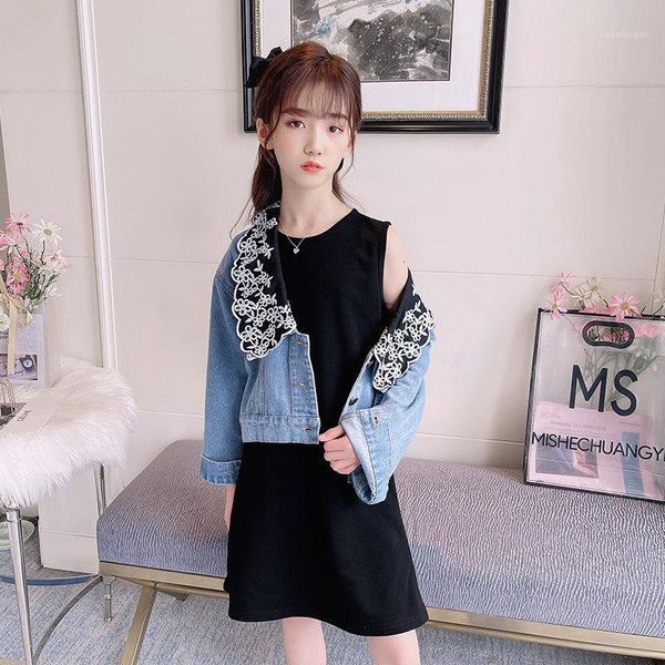 clothing sets teenage girls outfits embroider collar denim jackets and black sleeveless dress two pieces spring autumn kids1, White
clothing sets teenage girls outfits embroider collar denim jackets and black sleeveless dress two pieces spring autumn kids1, White