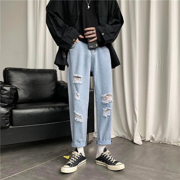 summer straight ripped jeans men's korean fashion loose casual jeans men's harajuku street hip-hop denim ankle-length pants men, Blue
summer straight ripped jeans men's korean fashion loose casual jeans men's harajuku street hip-hop denim ankle-length pants men, Blue