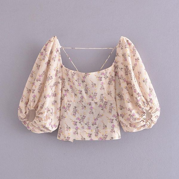 women's blouses & shirts puwd y2k sweet girls floral puff sleeve 2021 summer fashion ladies backless vintage women streetwear, White
women's blouses & shirts puwd y2k sweet girls floral puff sleeve 2021 summer fashion ladies backless vintage women streetwear, White
