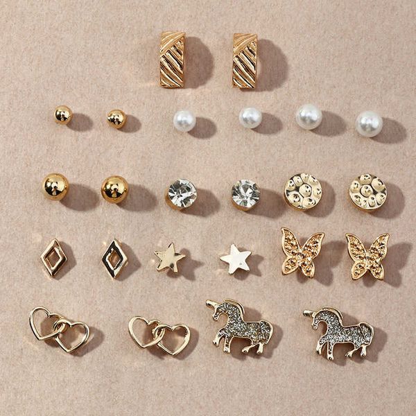 fashion accessories exquisite small butterfly pearl pony earrings one week earring set, Silver 
fashion accessories exquisite small butterfly pearl pony earrings one week earring set, Silver