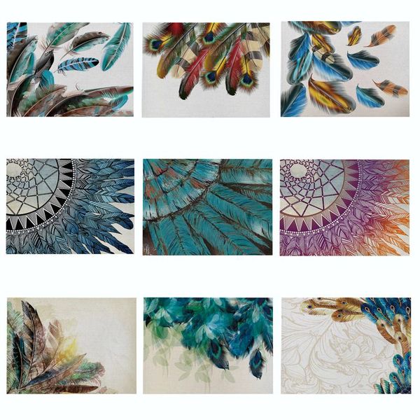 colorful feather pattern placemat cotton linen kitchen pads dining table mats western mat home decor
colorful feather pattern placemat cotton linen kitchen pads dining table mats western mat home decor