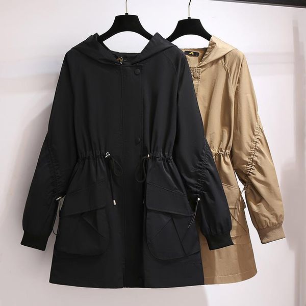 plus size outerwear & coats 62689 autumn winter women hooded trench fashion 2xl-6xl loose adjustable waist drawstring all-match casual windb, Black
plus size outerwear & coats 62689 autumn winter women hooded trench fashion 2xl-6xl loose adjustable waist drawstring all-match casual windb, Black