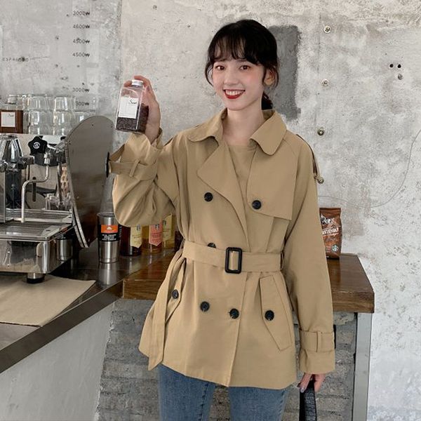 2021 spring autumn new khaki black trench coat for women elegant lapel windbreaker female lady overcoats belt short coats c5vd, Tan;black 
2021 spring autumn new khaki black trench coat for women elegant lapel windbreaker female lady overcoats belt short coats c5vd, Tan;black