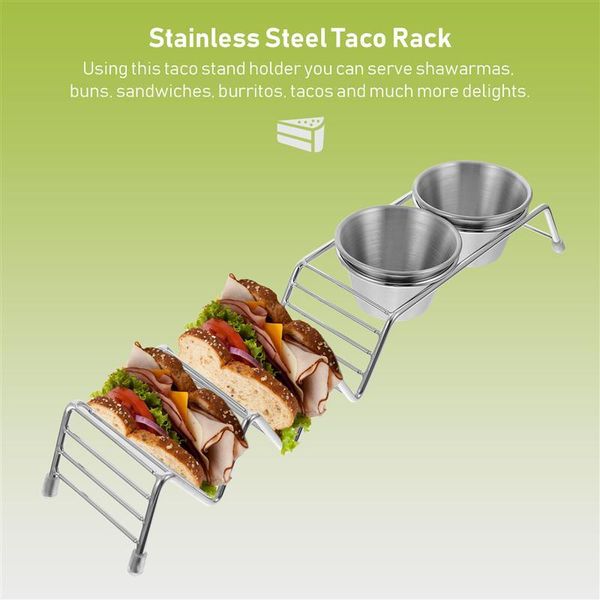 dishes & plates 1 set stainless steel mexican pancake rack holder taco with sauce cups
dishes & plates 1 set stainless steel mexican pancake rack holder taco with sauce cups