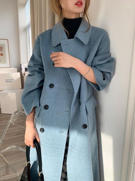 women's wool & blends off season clearance double breasted straight barrel version sided cashmere coat womanly suit collar, Black
women's wool & blends off season clearance double breasted straight barrel version sided cashmere coat womanly suit collar, Black