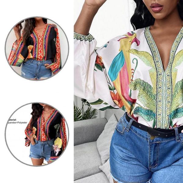 women's blouses & shirts skin-friendly vintage tropical print women blouse comfortable loose fit for work, White
women's blouses & shirts skin-friendly vintage tropical print women blouse comfortable loose fit for work, White