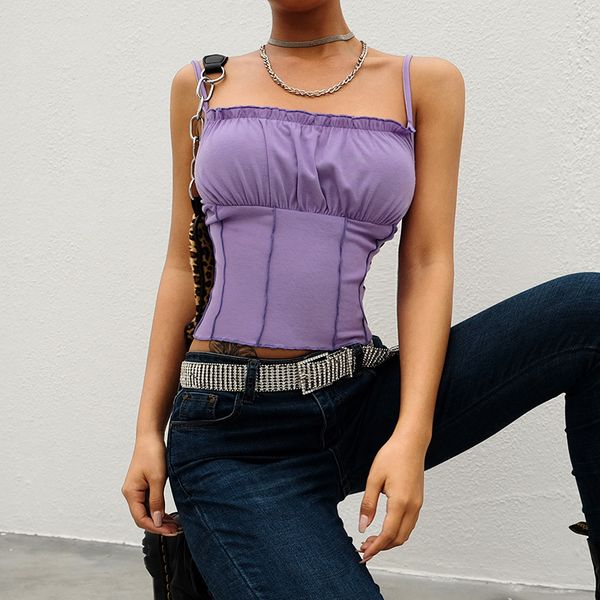 women crop damski female solid color bodycon folds spaghetti straps splice tank womens 2021 spring, White
women crop damski female solid color bodycon folds spaghetti straps splice tank womens 2021 spring, White