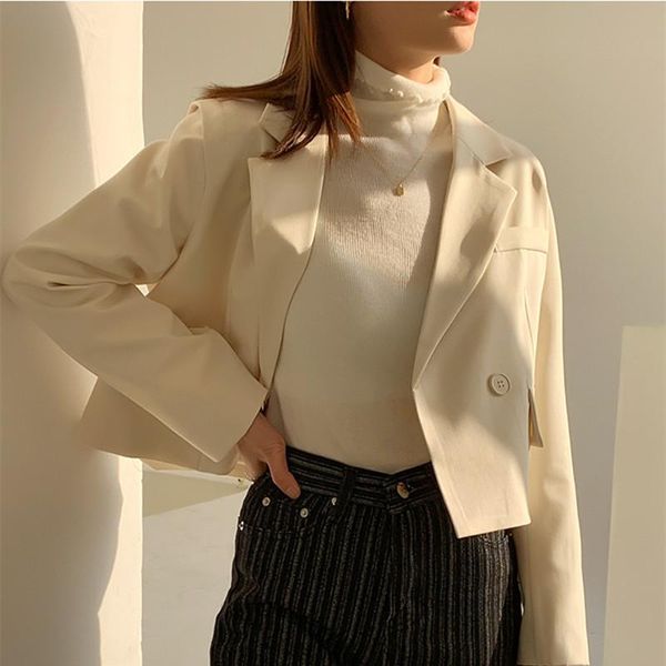 women's suits & blazers spring short suit coat korean fashion casual streetwear slim outerwear office ladies cloak 2021, White;black
women's suits & blazers spring short suit coat korean fashion casual streetwear slim outerwear office ladies cloak 2021, White;black